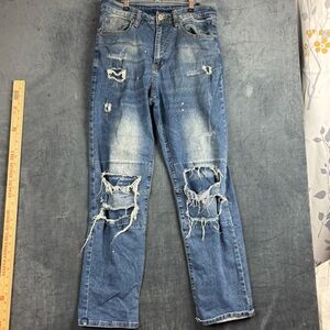 Rue21 Loose Fit Supreme Flex Blue Straight Jeans w/Distressed Details Mens 32x32